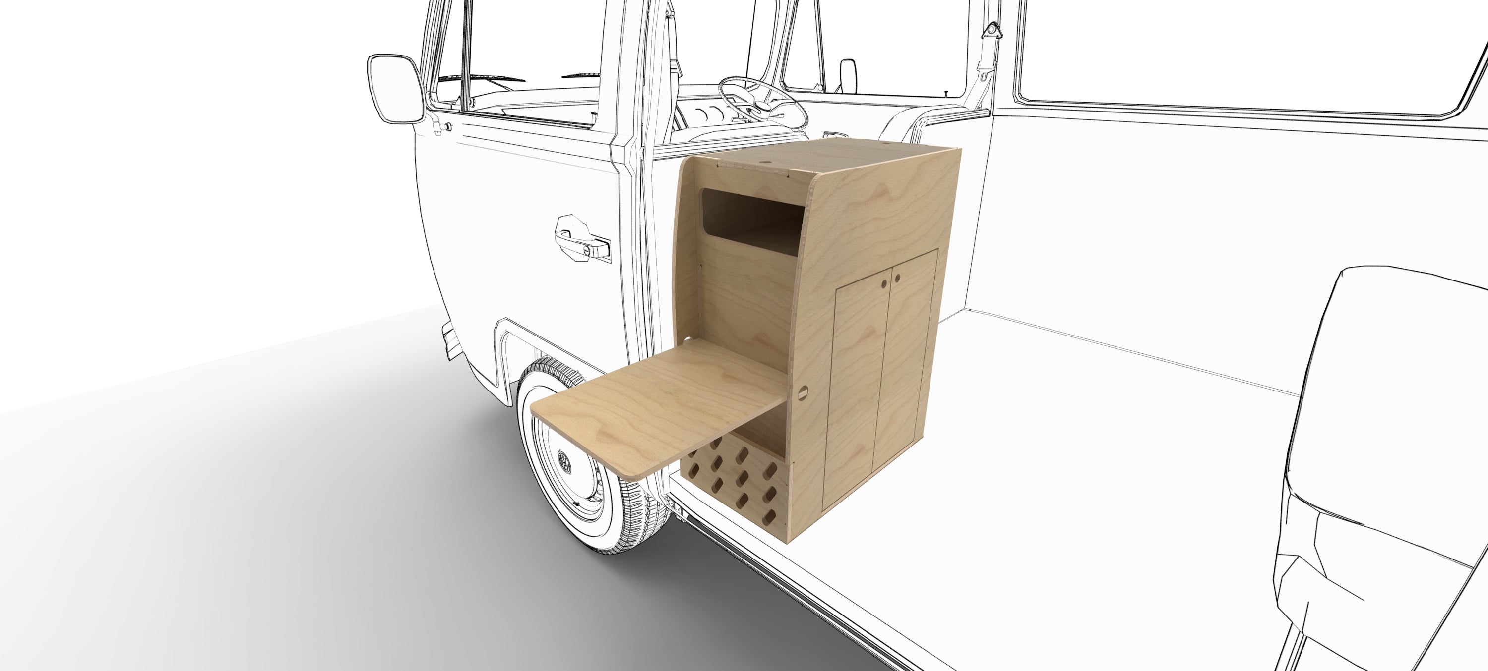 VW Kombi Camper Fitout Island Unit