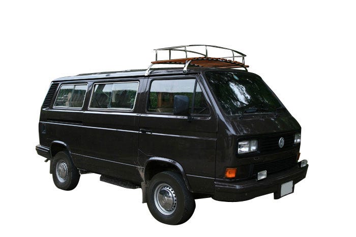 VW T3 Kombi Roof Rack 2 Bow in Stainless Steel with Wooden Slats