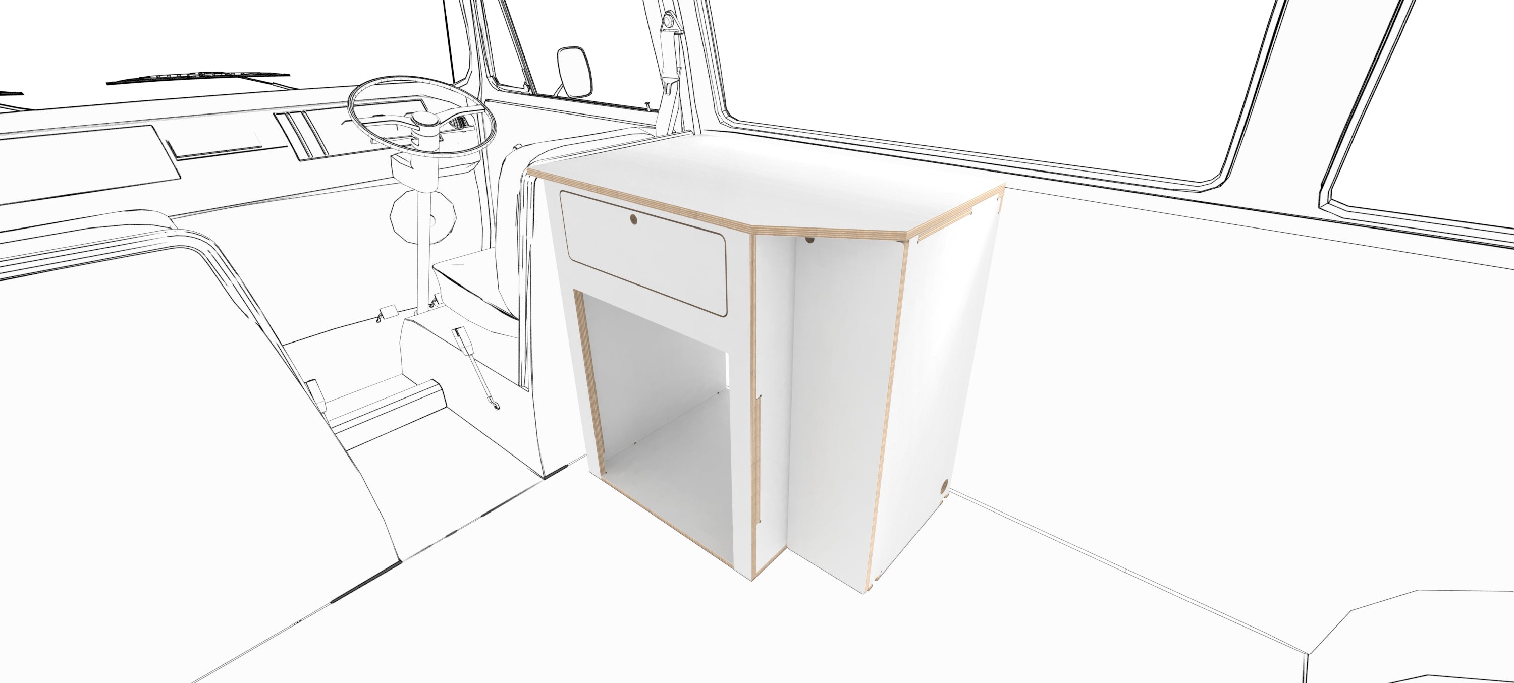 VW Kombi Camper Fitout Fridge Unit