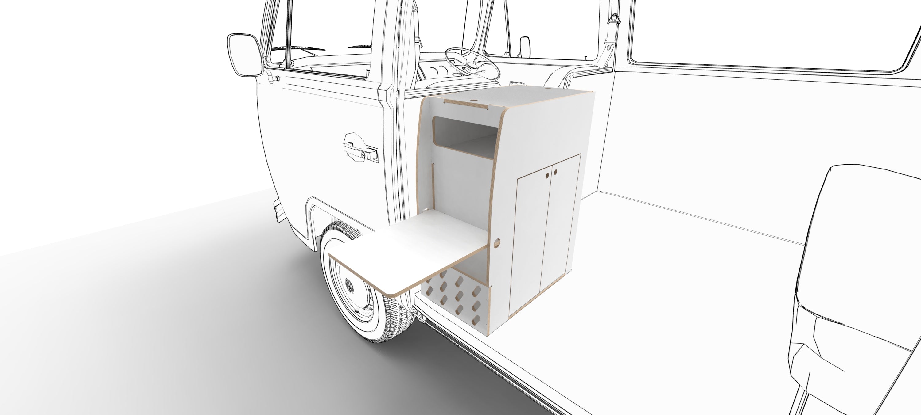 VW Kombi Camper Fitout Island Unit