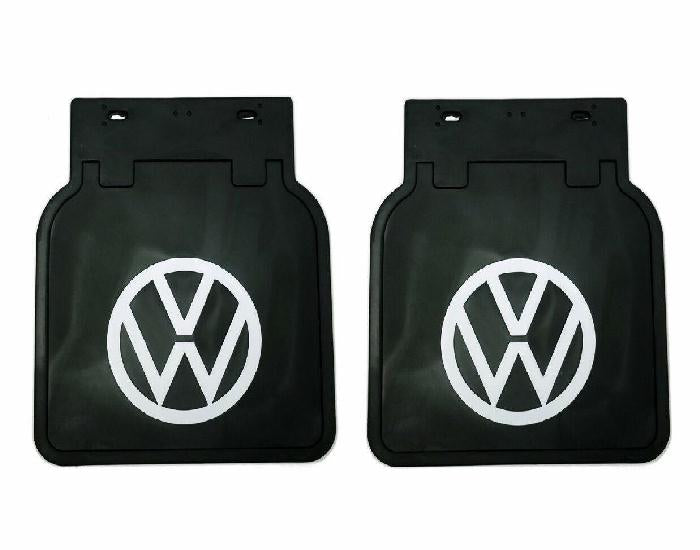 VW Kombi and Beetle Mud Flaps Black Pair with VW Logo