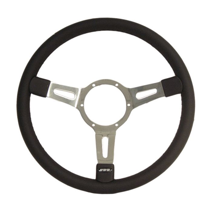 VW Kombi Black Vinyl and Chrome Steering Wheel